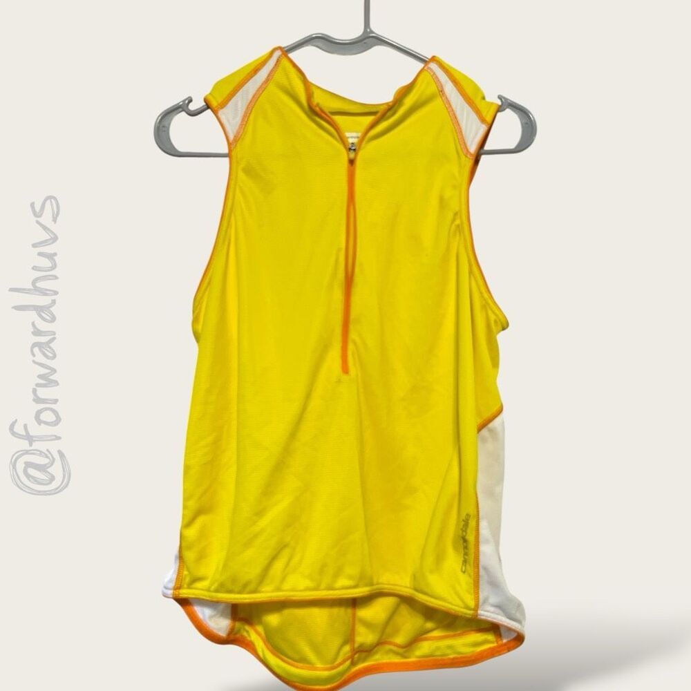 ☑️ Cannondale Cycling Jersey Hi Vis Yellow Sleeveless 1/4 Zip Women’s L